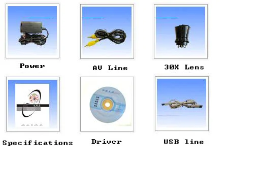 Accesorios Incluidos en la Cámara de Iridología MAIKONG 2 MAIKONG IRIDOLOGY CAMERA Included Accessories FOR PC AND TV